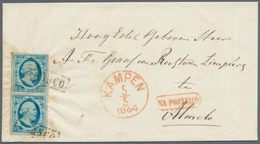 Niederlande: 1864, 5c Blau (Mi.Nr. 1) Im Breitrandigen Senkrechten Paar Auf Kab.Brief Von KAMPEN Nac - Autres & Non Classés