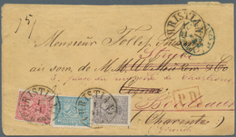 Norwegen: 1867, 3 Sk. Violett, 4 Sk. Blau Und 8 Sk. Karminrosa Zusammen Auf Kabinett-Couvert Von "CH - Covers & Documents