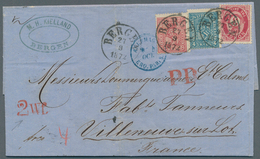 Norwegen: 1872. Envelope Addressed To France Bearing Yvert 14, 4s Blue, Yvert 15, 8s Rose And Yvert - Brieven En Documenten