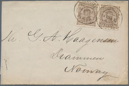 Norwegen: 1883, INCOMING MAIL: Portugal, 50 R Blue Luis I., Single Franking On Cover From SETUBAL, 1 - Brieven En Documenten