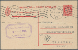 Norwegen - Ganzsachen: 1924, 30 Öre Ganzsachenkarte Gebraucht Ab OSLO Nach Holland/Niederlande (Mi. - Postal Stationery