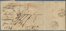 Österreich - Vorphilatelie: 1821, "V.TRIEST" Roter Oval-Stempel Auf Kpl. Faltbrief Nach Halifax/Neus - ...-1850 Prephilately
