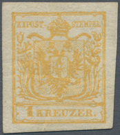 Österreich: 1850, 1 Kreuzer Gelbocker, Handpapier Type III, Allseits überrandig, Ungebraucht Mit Vol - Unused Stamps