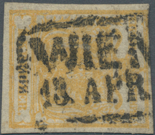 Österreich: 1 Kr. Wappenzeichnung Ockergelb, 1850, Type I Handpapier, Farbfrisch Allseits Vollrandig - Unused Stamps