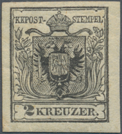 Österreich: 1850, 2 Kr Schwarz, Type IIIa Auf Handpapier In Ungebrauchter Ausnahmeerhaltung, Voller - Neufs