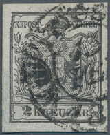 Österreich: 1850, Wappenzeichnung 2 Kr. Schwarz, TYPE I A, Feinstdruck, Mit Sehr Schönem Plattenfehl - Neufs