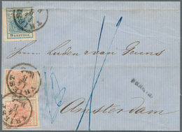 Österreich: 1855, FRANCO - Faltbrief Aus TRIEST14/8 Nach AMSTERDAM 18/8. Frankiert Mit Zweimal 3 Kr. - Unused Stamps