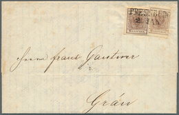 Österreich: 1850, 6 Kreuzer Braun In Zwei Deutlich Unterschiedlichen Farbnuancen Auf Komplettem Falt - Unused Stamps