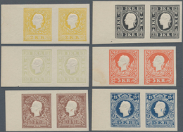 Österreich: ÖSTERREICH, Freimarkenausgabe 1858, 2-15 Kr. Komplett Als UNGEZÄHNTE Probedruck-Paare Zu - Ungebraucht