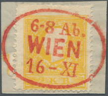 Österreich: 1858, 2 Kreuzer Dunkelgelb, Type I, Entwertet Mit Komplettem, Zentrisch Aufgesetztem Abs - Unused Stamps