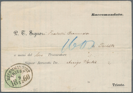 Österreich: 1859 3 Kr. Grün (vorderseitig) Und 5 Kr. Rot (rückseitig) Auf Komplettem Ortschargebrief - Neufs