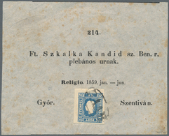 Österreich: 1858 Zeitungsmarke (1.05 Kr.) Blau, Original Auf Adresszettel Nach Szent Ivan, Sehr Saub - Ongebruikt