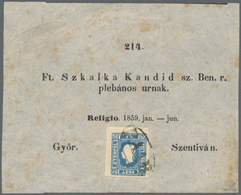 Österreich: 1858 Zeitungsmarke (1.05 Kr.) Blau, Original Auf Adresszettel Nach Szent Ivan, Sehr Saub - Unused Stamps