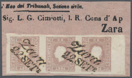 Österreich: 1858 Zeitungsmarke (1.05 Kr.) Lila, Type II, Im Waagerechten Dreierstreifen Vom Rechten - Neufs