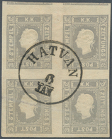 Österreich: 1859, (1,05 Kreuzer) Grau Zeitungsmarke, Type II, Viererblock, Farbintensiv Und Prägefri - Unused Stamps