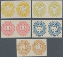 Österreich: 1863/64/1884, 2-15 Kr. Komplett Als UNGEZÄHNTE Probedruck-Paare Zu Dem Gesuchten Neudruc - Unused Stamps