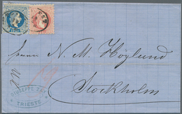 Österreich: 1867, 5 Kr Rosakarmin U. 10 Kr Blau, Jeweils "grober Druck", Mischfrankatur Auf Faltbrie - Unused Stamps