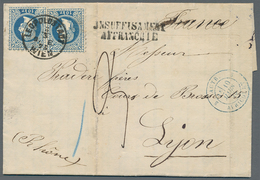 Österreich: 1875. Envelope Addressed To France Bearing Austria Yvert 36, 10kr Blue (pair) Tied By Le - Ungebraucht