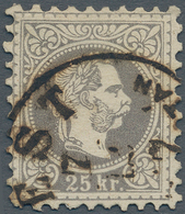 Österreich: 1867, 25 Kr. Grober Druck In Seltener Farbe Dunkelgrau, Farbfrisch Und Sauber Entwertet - Ungebraucht