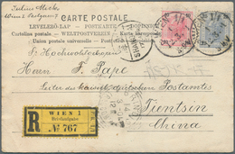 Österreich: 1901, R-Bildpostkarte Ab "WIEN 1/1 12.3.01" Via Brindisi, Hongkong Und Shanghai An Das D - Ungebraucht