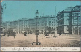 Österreich: 1903/1906, 5 H Grün Im Paar Auf Ansichtskarte Von Wien Nach HONKONG Mit Eingangsstempel - Neufs