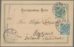 Österreich: 1910, 5 H Grün Ganzsachenkarte Von Wien Nach ISLAND Mit Rotem Eingangsstempel Island Und - Unused Stamps