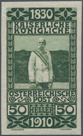 Österreich: 1910, "80. Geburtstag Franz Joseph" 50 Heller Dunkeloliv UNGEZÄHNT In Einwandfreier Post - Unused Stamps