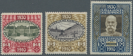 Österreich: 1910, 80. Geburtstag Von Kaiser Franz Joseph, Drei Postfrische Höchstwerte 2 Kr Bis 10 K - Ungebraucht