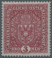 Österreich: 1916, Freimarke: Wappen 3 Kronen Dunkelbräunlichkarmin Im Format 26 X 29 Mm, Tadellos Po - Unused Stamps