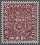 Österreich: 1916, Freimarke: Wappen 3 Kronen Dunkelbräunlichkarmin Im Format 26 X 29 Mm, Tadellos Po - Ungebraucht