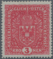 Österreich: 1917, Freimarke Wappen Auf Normalem Papier, 3 Kr. Dunkellilarot, Breites Format 26:29 Mm - Unused Stamps