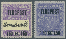 Österreich: 1918, FLUGPOST 1,50 Auf 2 K Violett Mit Abweichendem Probeaufdruck Mit Tief Stehendem De - Unused Stamps