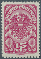 Österreich: 1919/1920, Freimarken, 15 H. Als Farbprobe In Dunkellilarot Und Mit Linienzähnung, Auf G - Ungebraucht