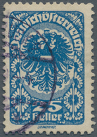 Österreich: 1919, Freimarke 25 Heller In Seltener C-Farbe Schwärzlichultramarin/tiefblau, Entwertet - Ungebraucht