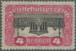 Österreich: 1919, 4 Kr. Freimarke Parlamentsgebäude, Rosakarmin/schwarz Mit Kopfstehendem Mittelstüc - Unused Stamps