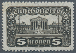 Österreich: 1919/1921, Freimarken "Parlamentsgebäude", 5 Kr., 7½ Kr. Und 10 Kr., Drei Werte In Linie - Unused Stamps