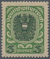 Österreich: 1920, 3 Kr Dunkelgrün/schwarz Auf Dickem Grauen Papier, Tadellos Postfrisch, "echt Und E - Neufs