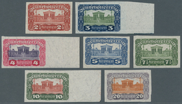 Österreich: 1920, 2½-20 Kr Parlament, Farbänderungen Ohne Aufdruck "Kärnten Abstimmung", Komplett Al - Unused Stamps
