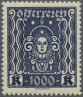 Österreich: 1922, Freimarke "Frauenkopf", 1000 Kr. Schwarzblauviolett, Gez. L 11½, Postfrisch Mit Un - Unused Stamps