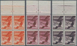 Österreich: 1925, 10 G Bis 2 S Flugpost Jeweils Im Postfrischen Oberrand-Viererblock Mit Plattennumm - Unused Stamps