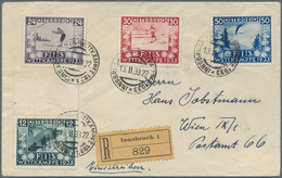 Österreich: 1933/1934, Zwei Satzfrankaturen: FIS Auf R-Brief Von "INNSBRUCK 13.II.33" Nach Wien, Ums - Unused Stamps