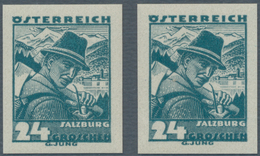 Österreich: 24 Gr. Volkstrachten, Zwei Sehr Seltene Ungezähnte Farbprobedrucke In Vom Original Abwei - Unused Stamps