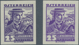 Österreich: 25 Gr. Volkstrachten, Zwei Sehr Seltene Ungezähnte Farbprobedrucke In Vom Original Abwei - Unused Stamps