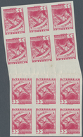 Österreich: 1934, 35 G Volkstrachten Schwärzlichlilarosa Ungezähnt, 3 Senkrechte Kehrdruck-Zwischens - Unused Stamps