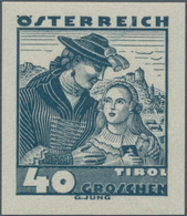 Österreich: 40 Gr. Volkstrachten, Sehr Seltener Ungezähnter Farbprobedruck In Deutlich Vom Original - Unused Stamps