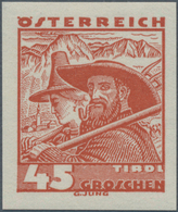 Österreich: 45 Gr. Volkstrachten, Sehr Seltener Ungezähnter Farbprobedruck In Deutlich Vom Original - Unused Stamps