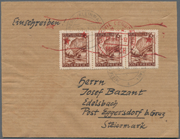 Österreich: 1947, KLEINWALSERTAL: 16 G Rötlichbraun "Landschaften", Waagerechter 3er-Streifen Als Po - Unused Stamps