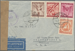 Österreich: 1946, 8 Gr, 42 Gr, 1 S U. 2 S "Antifa-Ausstellung", Portogerechte Mischfrankatur Auf Luf - Unused Stamps