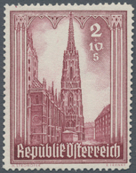 Österreich: 1946, Stephansdom, 5 Gr. + 20 Gr. Karminrot Und 2 Sch. +10 Sch. Rötlichviolett, Zwei Far - Unused Stamps