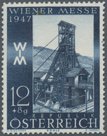 Österreich: 1947, 12 Gr. + 8 Gr. "Frühjahrsmesse", Fünf Farbproben In Schwarzblau, Violettbraun, Grü - Unused Stamps